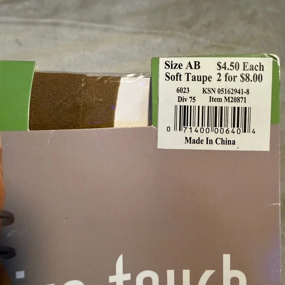 Nice Touch Sheer Pantyhose Control Top AB‎ Taupe Vintage NIP Sears